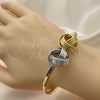 Oro Laminado Individual Bangle, Gold Filled Style Love Knot Design, Diamond Cutting Finish, Two Tone, 07.383.0005 (05 MM Thickness, One size fits all)