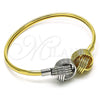 Oro Laminado Individual Bangle, Gold Filled Style Love Knot Design, Diamond Cutting Finish, Two Tone, 07.383.0005 (05 MM Thickness, One size fits all)