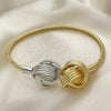 Oro Laminado Individual Bangle, Gold Filled Style Love Knot Design, Diamond Cutting Finish, Two Tone, 07.383.0005 (05 MM Thickness, One size fits all)