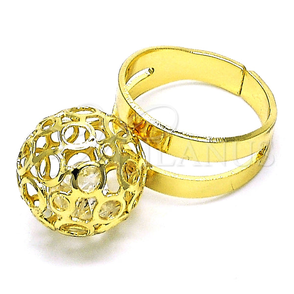 Gold Filled Ring — Elegant Ring Ball and Filigree Design with White — alternate product view — SKU 151970 | Oro Laminado anillo — Elegant Ring Ball and Filigree diseño with blanco — SKU 151970