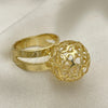 Oro Laminado Elegant Ring, Gold Filled Style Ball and Filigree Design, with White Crystal, Polished, Golden Finish, 01.383.0003 (One size fits all)