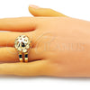 Oro Laminado Elegant Ring, Gold Filled Style Ball and Disco Design, Polished, Golden Finish, 01.383.0004 (One size fits all)