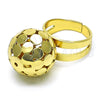 Oro Laminado Elegant Ring, Gold Filled Style Ball and Disco Design, Polished, Golden Finish, 01.383.0004 (One size fits all)