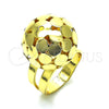 Oro Laminado Elegant Ring, Gold Filled Style Ball and Disco Design, Polished, Golden Finish, 01.383.0004 (One size fits all)