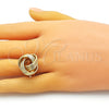 Oro Laminado Elegant Ring, Gold Filled Style Love Knot Design, Polished, Golden Finish, 01.383.0005 (One size fits all)