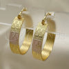 Oro Laminado Medium Hoop, Gold Filled Style Greek Key Design, Polished, Tricolor, 02.170.0411.30
