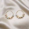 Oro Laminado Medium Hoop, Gold Filled Style Ball Design, Diamond Cutting Finish, Tricolor, 02.170.0413.35