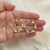 Oro Laminado Medium Hoop, Gold Filled Style Twist Design, Diamond Cutting Finish, Tricolor, 02.170.0414.30