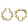 Oro Laminado Medium Hoop, Gold Filled Style Twist Design, Diamond Cutting Finish, Tricolor, 02.170.0414.30
