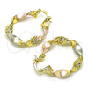 Oro Laminado Medium Hoop, Gold Filled Style Twist Design, Diamond Cutting Finish, Tricolor, 02.170.0414.30