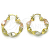 Oro Laminado Medium Hoop, Gold Filled Style Twist Design, Diamond Cutting Finish, Tricolor, 02.170.0414.30