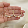 Oro Laminado Medium Hoop, Gold Filled Style Ball Design, Diamond Cutting Finish, Tricolor, 02.170.0416.35