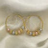 Oro Laminado Medium Hoop, Gold Filled Style Ball Design, Diamond Cutting Finish, Tricolor, 02.170.0416.35