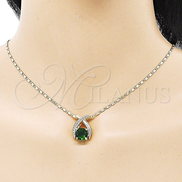 Gold Filled Ring — Earring and Pendant Adult Set with Green Cubic — alternate product view — SKU 151999 | Oro Laminado anillo — Earring and Pendant Adult Set with Green Cubic — SKU 151999