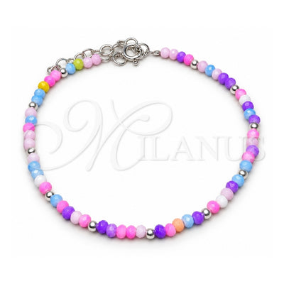 Sterling Silver Fancy Bracelet, Ball Design, with Multicolor Crystal, Polished, Silver Finish, 03.401.0021.07 (7 Inches Length)