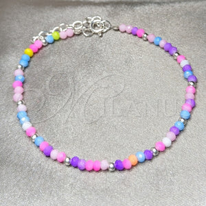 Sterling Silver Bracelet — Fancy Bracelet Ball Design with Multicolor Crystal Polished — main product view — SKU 152023 | Plata 925 brazalete — elegante Bracelet Ball diseño with Multicolor cristal pulido — SKU 152023