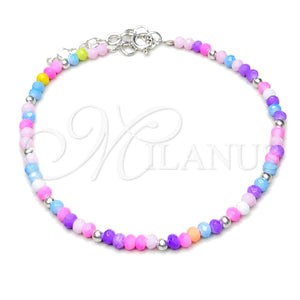 Sterling Silver Fancy Bracelet, Ball Design, with Multicolor Crystal, Polished, Silver Finish, 03.401.0021.07 (7 Inches Length)