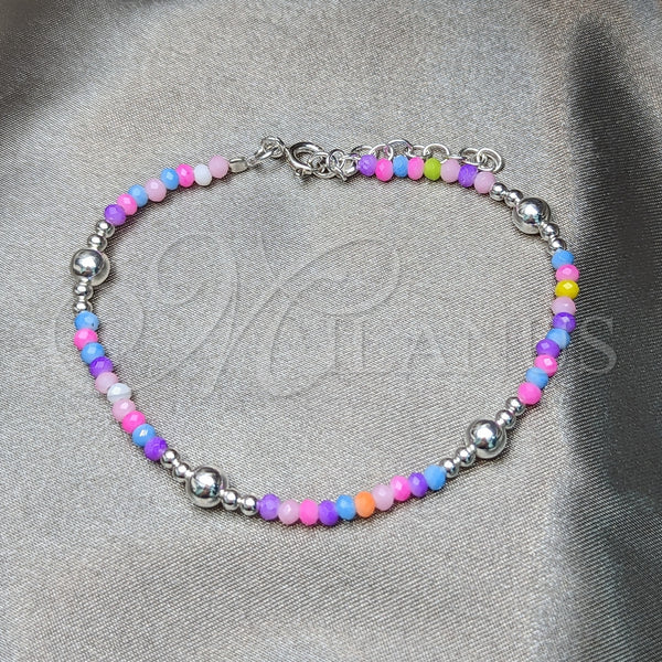 Sterling Silver Bracelet — Fancy Bracelet Ball Design with Multicolor Crystal Polished — alternate product view — SKU 152025 | Plata 925 brazalete — elegante Bracelet Ball diseño with Multicolor cristal pulido — SKU 152025
