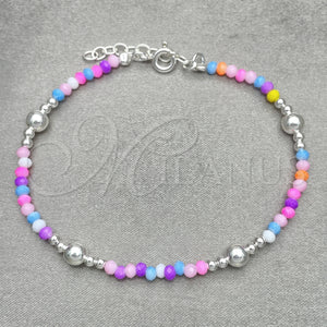 Sterling Silver Bracelet — Fancy Bracelet Ball Design with Multicolor Crystal Polished — main product view — SKU 152025 | Plata 925 brazalete — elegante Bracelet Ball diseño with Multicolor cristal pulido — SKU 152025