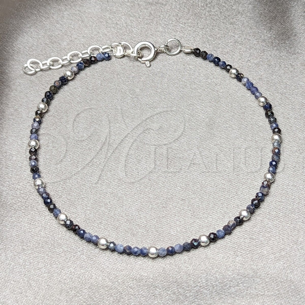 Sterling Silver Bracelet — Fancy Bracelet Ball Design with Black Crystal Polished — main product view — SKU 152049 | Plata 925 brazalete — elegante Bracelet Ball diseño with negro cristal pulido — SKU 152049