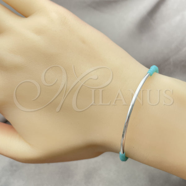 Sterling Silver Bracelet — Fancy Bracelet Ball Design with Light Turquoise Crystal — alternate product view — SKU 152062 | Plata 925 brazalete — elegante Bracelet Ball diseño with Light Turquoise cristal — SKU 152062