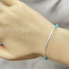 Sterling Silver Fancy Bracelet, Ball Design, with Light Turquoise Crystal, Polished, Silver Finish, 03.401.0060.07 (7 Inches Length)