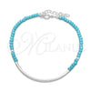 Sterling Silver Fancy Bracelet, Ball Design, with Light Turquoise Crystal, Polished, Silver Finish, 03.401.0060.07 (7 Inches Length)