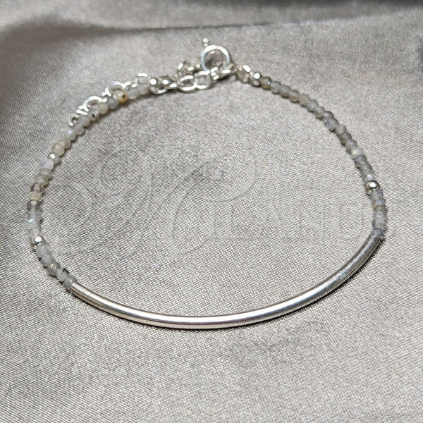 Sterling Silver Bracelet — Fancy Bracelet Ball Design with Gray Crystal Polished — alternate product view — SKU 152065 | Plata 925 brazalete — elegante Bracelet Ball diseño with Gray cristal pulido — SKU 152065