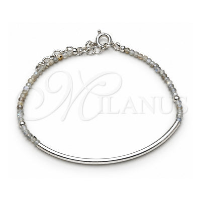 Sterling Silver Fancy Bracelet, Ball Design, with Gray Crystal, Polished, Silver Finish, 03.401.0063.07 (7 Inches Length)