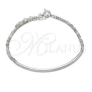 Sterling Silver Fancy Bracelet, Ball Design, with Gray Crystal, Polished, Silver Finish, 03.401.0063.07 (7 Inches Length)