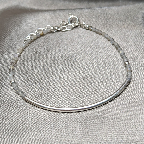 Sterling Silver Bracelet — Fancy Bracelet Ball Design with Gray Crystal Polished — main product view — SKU 152065 | Plata 925 brazalete — elegante Bracelet Ball diseño with Gray cristal pulido — SKU 152065