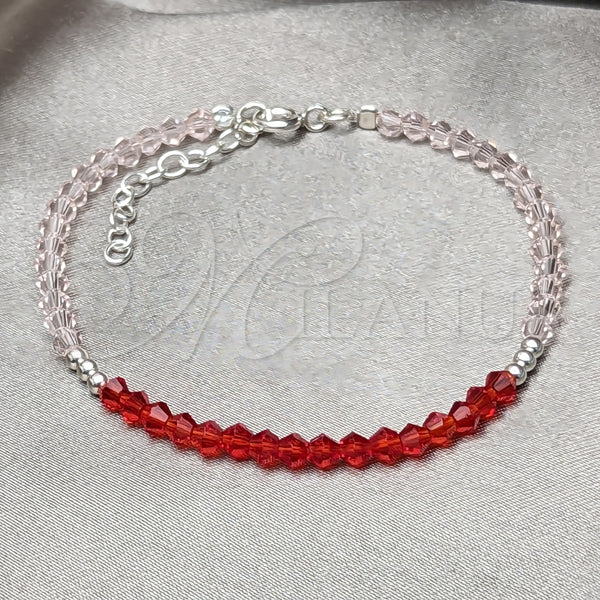 Sterling Silver Bracelet — Fancy Bracelet Ball Design with Garnet Crystal Polished — alternate product view — SKU 152069 | Plata 925 brazalete — elegante Bracelet Ball diseño with Garnet cristal pulido — SKU 152069
