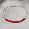 Sterling Silver Fancy Bracelet, Ball Design, with Garnet Crystal, Polished, Silver Finish, 03.401.0067.07 (7 Inches Length)