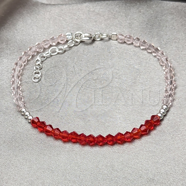 Sterling Silver Bracelet — Fancy Bracelet Ball Design with Garnet Crystal Polished — main product view — SKU 152069 | Plata 925 brazalete — elegante Bracelet Ball diseño with Garnet cristal pulido — SKU 152069