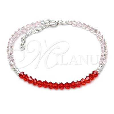Sterling Silver Fancy Bracelet, Ball Design, with Garnet Crystal, Polished, Silver Finish, 03.401.0067.07 (7 for wholesale, main product view