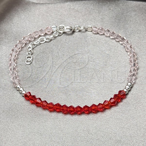 Sterling Silver Bracelet — Fancy Bracelet Ball Design with Garnet Crystal Polished — main product view — SKU 152069 | Plata 925 brazalete — elegante Bracelet Ball diseño with Garnet cristal pulido — SKU 152069