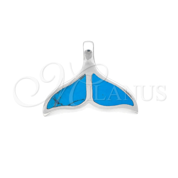 Sterling Silver Fancy Pendant, Fish Design, with Ivory Mother of Pearl, Polished, Silver Finish, 05.410.0003.1