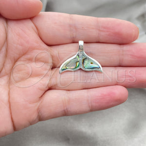 Sterling Silver Fancy Pendant, Fish Design, with Volcano Opal, Polished, Silver Finish, 05.410.0003.2