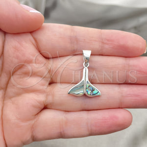 Sterling Silver Fancy Pendant, Fish Design, with Volcano Opal, Polished, Silver Finish, 05.410.0006.1