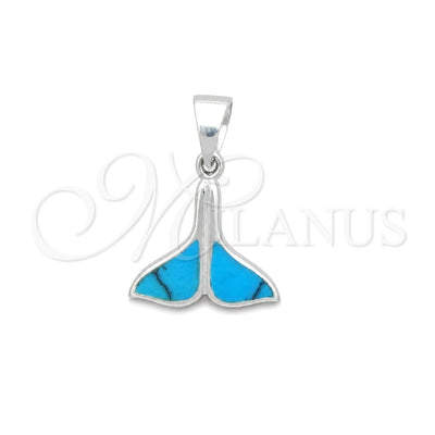 Sterling Silver Fancy Pendant, Fish Design, with Bermuda Blue Opal, Polished, Silver Finish, 05.410.0006.2 for wholesale, main product view
