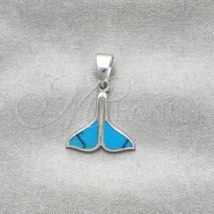 Sterling Silver Pendant — Fancy Pendant Fish Design with Bermuda Blue Opal — main product view — SKU 152086 | Plata 925 dije — elegante Pendant Fish diseño with Bermuda Blue Opal — SKU 152086