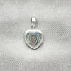 Sterling Silver Fancy Pendant, Heart Design, with Volcano Opal, Polished, Silver Finish, 05.410.0007.1