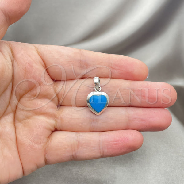 Sterling Silver Pendant — Fancy Pendant Heart Design with Bermuda Blue Opal — alternate product view — SKU 152088 | Plata 925 dije — elegante Pendant corazón diseño with Bermuda Blue Opal — SKU 152088