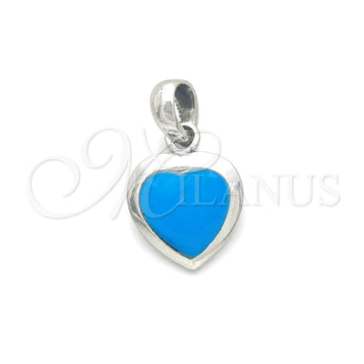 Sterling Silver Fancy Pendant, Heart Design, with Bermuda Blue Opal, Polished, Silver Finish, 05.410.0007.2 for wholesale, main product view