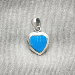 Sterling Silver Pendant — Fancy Pendant Heart Design with Bermuda Blue Opal — main product view — SKU 152088 | Plata 925 dije — elegante Pendant corazón diseño with Bermuda Blue Opal — SKU 152088