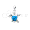 Sterling Silver Fancy Pendant, Turtle Design, with Bermuda Blue Opal, Polished, Silver Finish, 05.410.0008.1