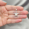 Sterling Silver Fancy Pendant, Turtle Design, with Ivory Mother of Pearl, Polished, Silver Finish, 05.410.0008.2