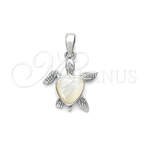 Sterling Silver Fancy Pendant, Turtle Design, with Ivory Mother of Pearl, Polished, Silver Finish, 05.410.0008.2