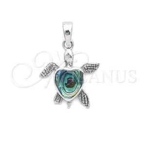 Sterling Silver Fancy Pendant, Turtle Design, with Volcano Opal, Polished, Silver Finish, 05.410.0008.3
