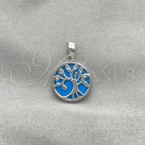 Sterling Silver Pendant — Fancy Pendant Tree Design with Light Turquoise Opal — main product view — SKU 152093 | Plata 925 dije — elegante Pendant Tree diseño with Light Turquoise Opal — SKU 152093